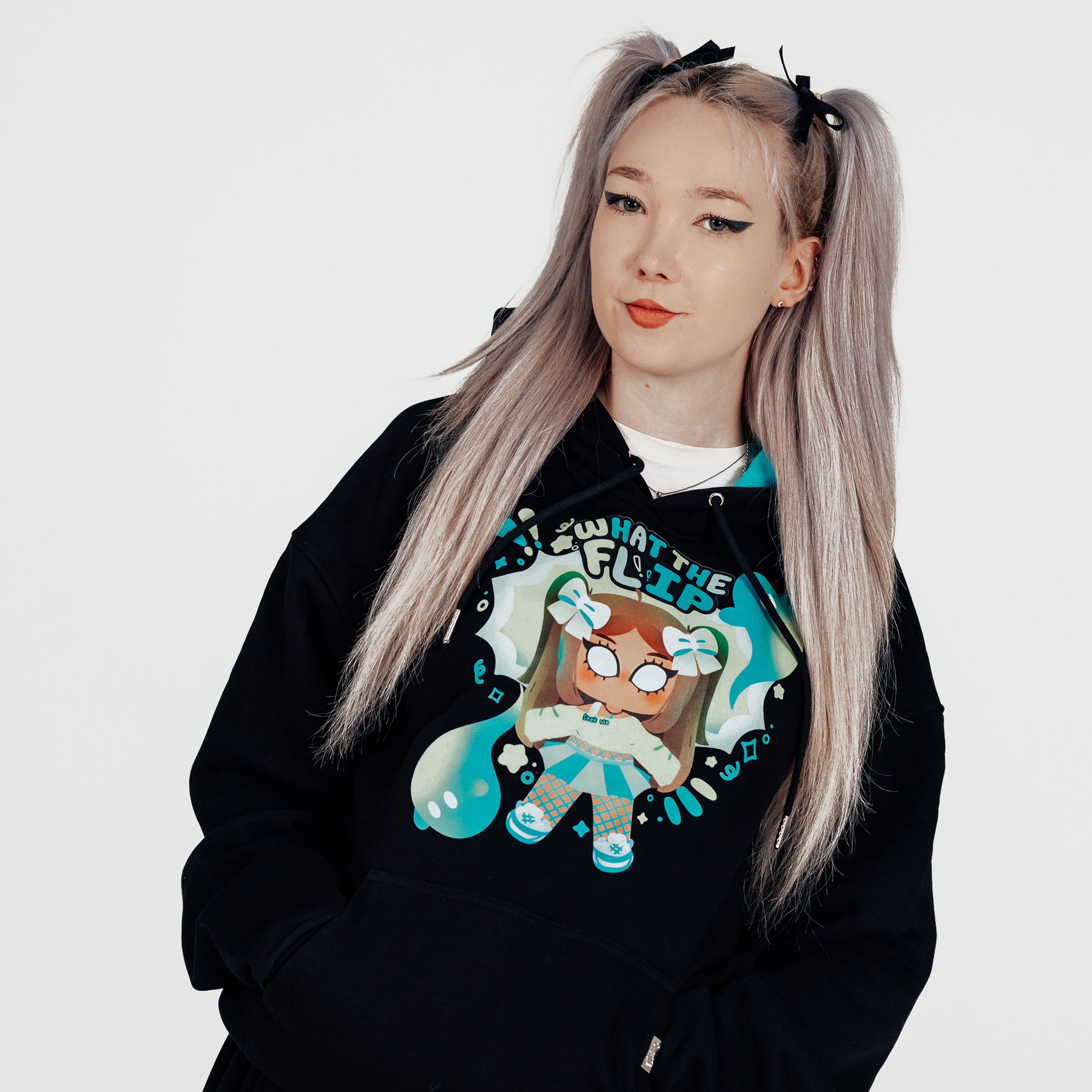 "WHAT THE FLIP" Oversized Graphic Hoodie